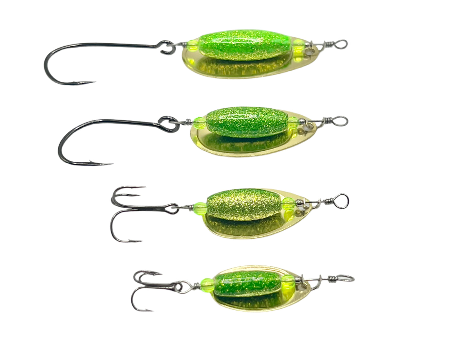 Traditional Spinner Series Disco Green 3/4oz 1/2oz 3/8oz 1/8oz