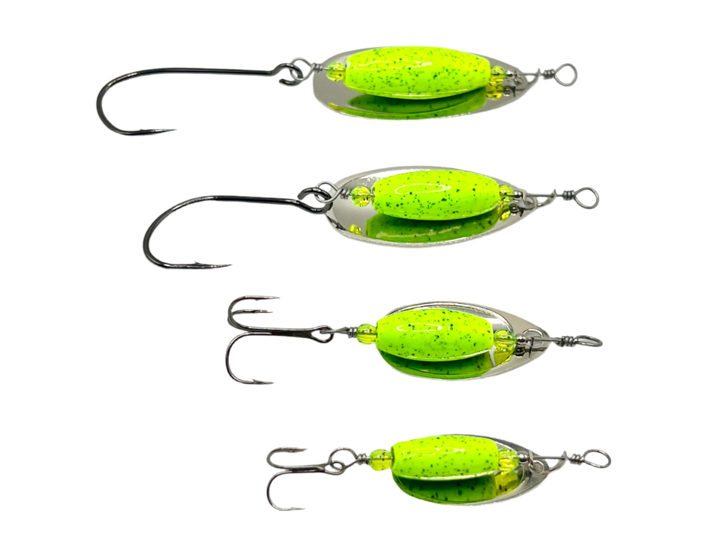 Traditional Spinner Series Chartreuse Green Peppered 3/4oz 1/2oz 3/8oz 1/8oz